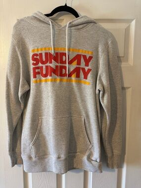 Gray 'Sunday Funday' Graphic Hoodie Sweatshirt - Red & Yellow